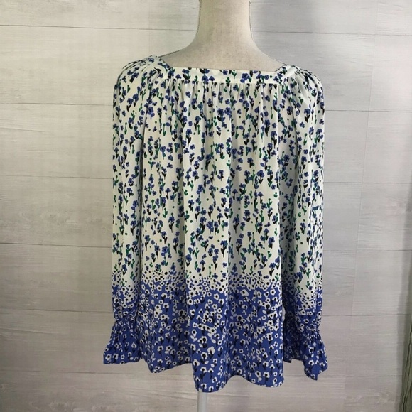 Talbots - Blue & green floral chiffon blouse Size 2X - Picture 2 of 9